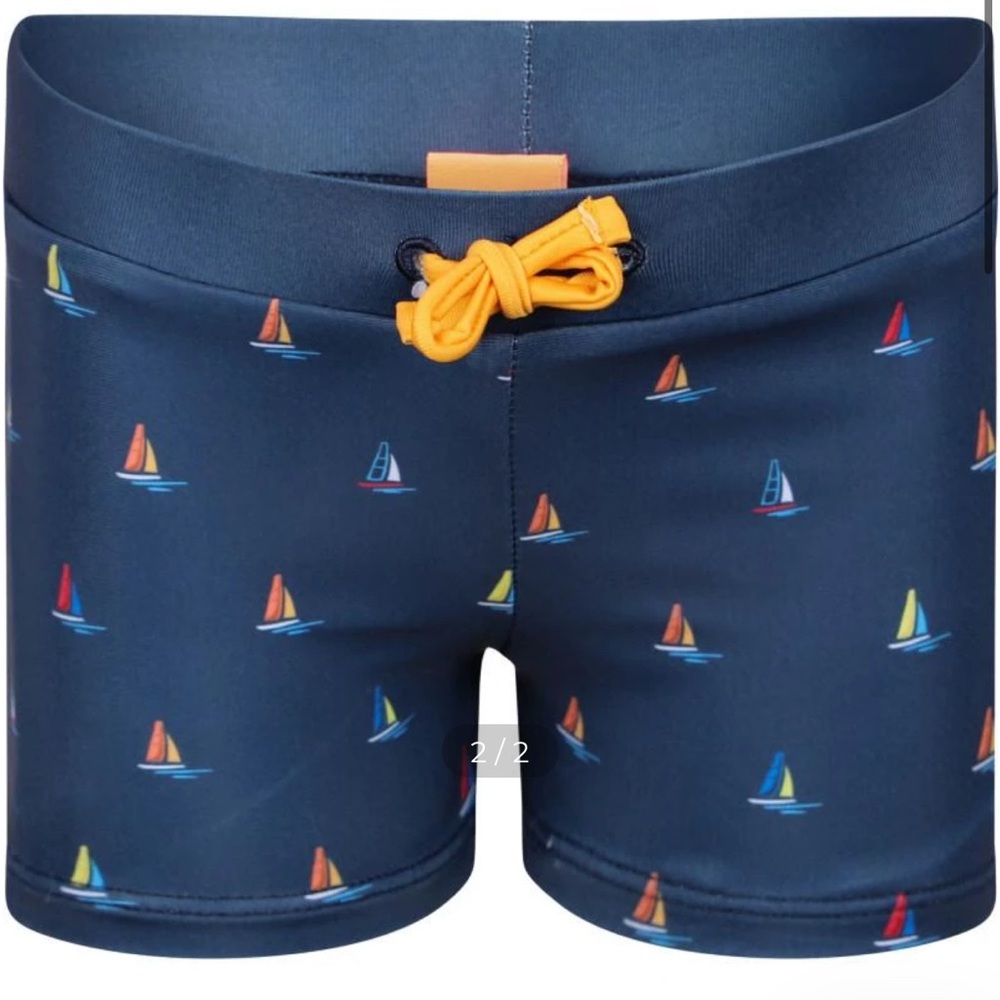 Mayoral Navy Sailboat Print Swim Trunks
